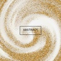 Golden Confetti Glitters On Creamy Swirling Background.