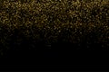 Golden confetti isolated on black background clipping path with bright festive tinsel of gold color for Christmas, new year Royalty Free Stock Photo