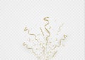 Golden confetti, isolated on cellular background. Festive vector illustration Tiny confetti with ribbon on white