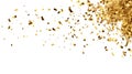 golden confetti on transparent png background features small, irregularly shaped pieces of shiny, gold-colored paper or material