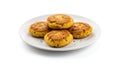 Golden Cornbread Cakes on White Plate Royalty Free Stock Photo