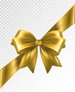 Golden corner ribbon with Bow - Vector design element