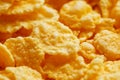 Golden cornflakes background and texture. View from above. cornflakes healthy breakfast. Close-up. macro Royalty Free Stock Photo