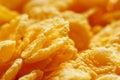 Golden cornflakes background and texture. View from above. cornflakes healthy breakfast, macro Royalty Free Stock Photo