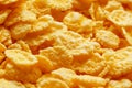 Golden cornflakes background and texture. View from above. cornflakes healthy breakfast, macro Royalty Free Stock Photo