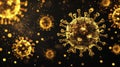 Gold Coronavirus Model on a Dark Abstract Background Royalty Free Stock Photo