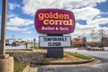 Golden Corral street sign. Closed due to covid-19