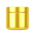 Golden Cosmetic Jar with Lid for Cream or Gel Mockup. 3d Rendering