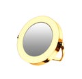 Golden cosmetic mirror isolated on white