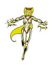 Golden cosmic lady comic book illustrated character