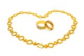 Golden Couple Ring and Necklace Royalty Free Stock Photo