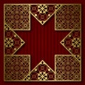 Golden cover background with traditional patterned frame in eight pointed star form