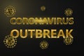 Golden COVID-19 Wuhan Novel coronavirus 2019-nCoV outbreak on black background. Corona Virus disease 2019 Pandemic Protection