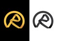 Golden creative letter R initial