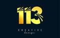 Golden Creative number 113 logo with leading lines and road concept design. Number with geometric design