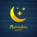 Golden crescent on a blue background. Yellow moon for Ramadan. Card for Ramadan. Card, banner with a crescent gold moon Royalty Free Stock Photo