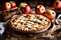 A golden, crispy, and mouthwatering apple pie, fresh out of the oven,