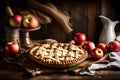 A golden, crispy, and mouthwatering apple pie, fresh out of the oven,