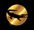 Golden Crocodile Logo vector Icon