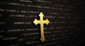 golden cross amidst digital script, symbolizing faith in technology - generated using ai