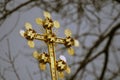 Golden cross. Architecture of Trinity Sergius Lavra, Russia.