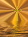 Golden cross Easter Christian background.