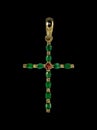 Golden cross with emeralds Royalty Free Stock Photo