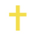 Golden cross in flat style. Symbol of Roman catholic church. Simple religious icon. Vector design element for mobile app Royalty Free Stock Photo