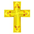 Golden cross with red rubby object