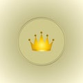 Golden crown, icon on vintage background. Vector image