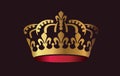 Golden Crown on black background. Vector illustration. EPS isolated. Royalty Free Stock Photo