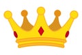 Golden crown cartoon icon. Vector jewelry for monarch.