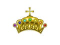 Golden crown with gemstones with all the colors of the rainbow in a white background. Royalty Free Stock Photo