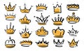 Golden crown head tiara, diadem or decal doodle Royalty Free Stock Photo