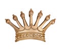 Golden crown isolated on white background. Design element with clipping path