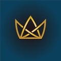 Golden crown linear logo. Simple style crown illustration.