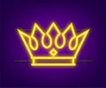 Golden Crown With neon sign, Vip icon. Crown of king. Gold royal. Vector stock illustration Royalty Free Stock Photo