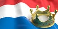 Golden crown on Netherlands flag.3d illustration Royalty Free Stock Photo