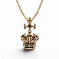 Golden Crown Pendant Necklace - Regal And Majestic Jewelry Royalty Free Stock Photo