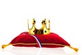 Golden crown on velvet pillow with Dutch flag Royalty Free Stock Photo