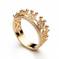 Golden Crown Ring With Diamonds - High-key Lighting Inspired Royalty Free Stock Photo