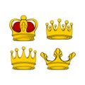 Golden crown. Royal jewelry, symbol of king queen and princess. Vector.