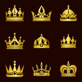 Golden crown set illustration Royalty Free Stock Photo