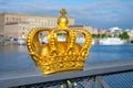 Golden Crown of Skeppsholmen Bridge in Stockholm Royalty Free Stock Photo