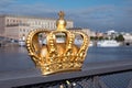 Golden Crown of Skeppsholmen Bridge in Stockholm Royalty Free Stock Photo