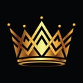 Golden Crown symbol icon, logo on black background. Vector illustration Royalty Free Stock Photo