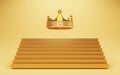 Golden crown on the top of gold stairs for winner or champion from sport and business competition concept by 3d render