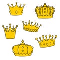 Crown vector set isolated on white background