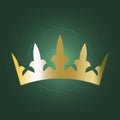 Golden crown in vintage style on green background. Luxury vector illustration. Stock image. Royalty Free Stock Photo