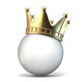 Golden crown on white ball 3D